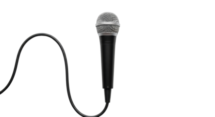 Microphone with black cable isolated PNG with Transparent Background