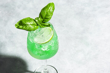 Green Parrot Cocktail drink with basil