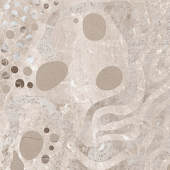 Digital art illustration. Organic geometry made of stone, cement and marble patterns.