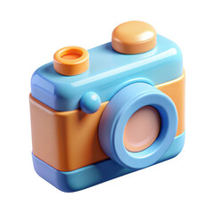 3d cartoon camera icon isolated on transparent background