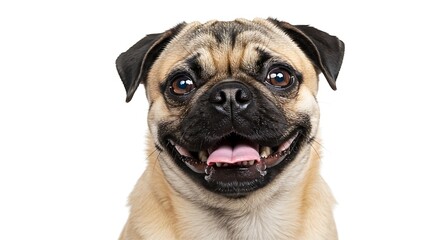 Obraz premium Adorable Pug Dog Portrait Happy Canine Close-Up