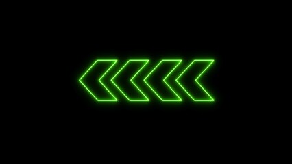 Arrow direction sign on black background. Neon direction arrow left neon light glowing sign icon illustration.