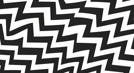 Abstract black and white zigzag pattern with distorted, wavy lines creating an optical illusion.