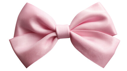 Elegant pink satin bow isolated on transparent background, ideal for gift packaging, fashion design, festive decor, or branding visuals.