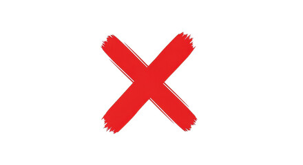 Obraz premium Red X mark brush stroke isolated PNG with Transparent Background