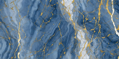 Natural high gloss marble texture surface with luxury blue, white and gold combination