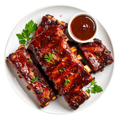 Oven-Baked Barbecue Ribs on White Plate
