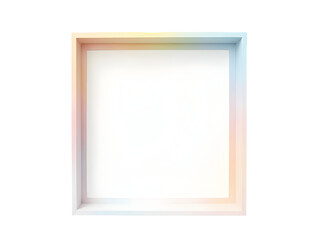 Fototapeta premium Pastel Rainbow Gradient Square Frame Empty White Interior Mockup Isolated on a transparent background