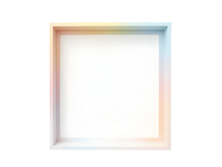 Pastel Rainbow Gradient Square Frame Empty White Interior Mockup Isolated on a transparent background