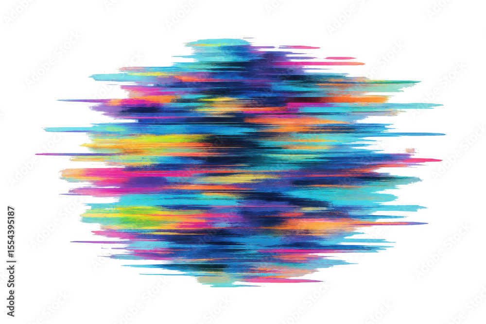 Fototapete vibrant glitch effect forming dynamic brush strokes, ideal for adding a touch of abstract art to des