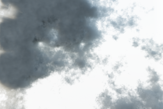 heavy clouds against a backdrop of lighter, wispier clouds and a pale sky. The contrast highlights texture and depth within the cloud formations