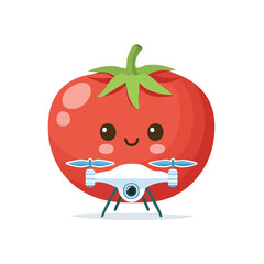 Minimal Flat Vector of a Cute Tomato Holding Missile with Happy Expression No Gradients Clean Style