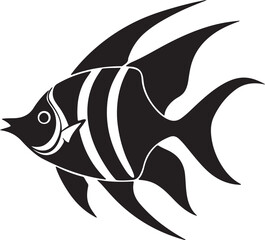 angelfish silhouette, black and white silhouette, vector and illustration