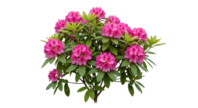Pink rhododendron bush blooming in springtime isolated PNG with Transparent Background