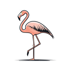 Simple_vector_flamingo_thick_line_illustration_logo_style