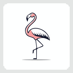 Simple_vector_flamingo_thick_line_illustration_logo_style