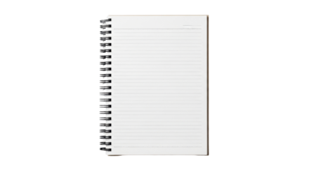 Spiral notebook with lined paper open for writing isolated PNG with Transparent Background