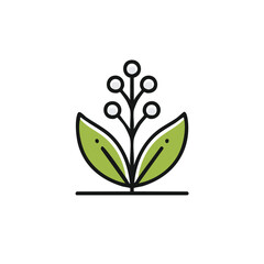 Minimal Vector Icon of a Lily of the Valley with Bold Black Outline in Clean and Simple Modern Design