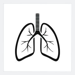 Minimal Vector Icon of a Lung with Bold Black Outline in Clean and Simple Modern Design