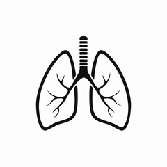 Minimal Vector Icon of a Lung with Bold Black Outline in Clean and Simple Modern Design