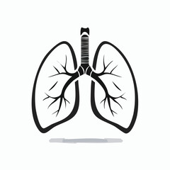 Minimal Vector Icon of a Lung with Bold Black Outline in Clean and Simple Modern Design