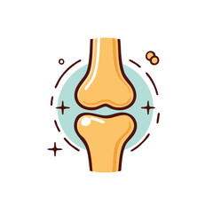 Flat Vector Illustration of Human Knee Joint with Bold Black Outlines and Modern Medical Graphic Style