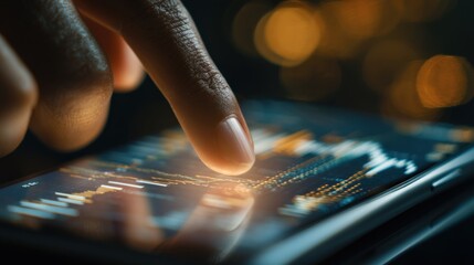 Close-up of hand tapping mobile banking app, digital economy concept, space for promo message