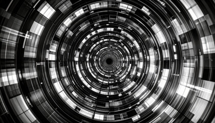 Naklejka premium Abstract Concentric Circles of Geometric Shapes