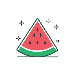 Simple Vector Illustration of Watermelon with Thick Lines in Minimal Logo Style – Clean, Modern Fruit Design for Branding and Graphic Projects