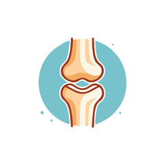 Flat Vector Illustration of Human Knee Joint with Bold Black Outlines and Modern Medical Graphic Style