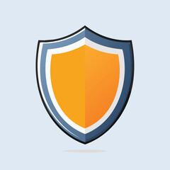 Modern Vector Shield Icon with Bold Black Outlines and Flat Colors – Minimalist Graphic Style Illustration