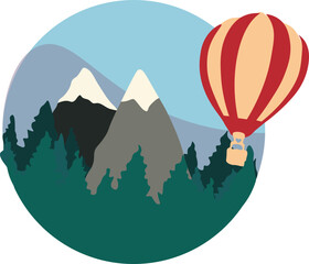  Hot air balloon flight over the mountains