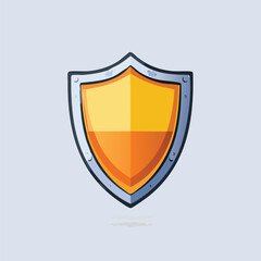 Modern Vector Shield Icon with Bold Black Outlines and Flat Colors – Minimalist Graphic Style Illustration