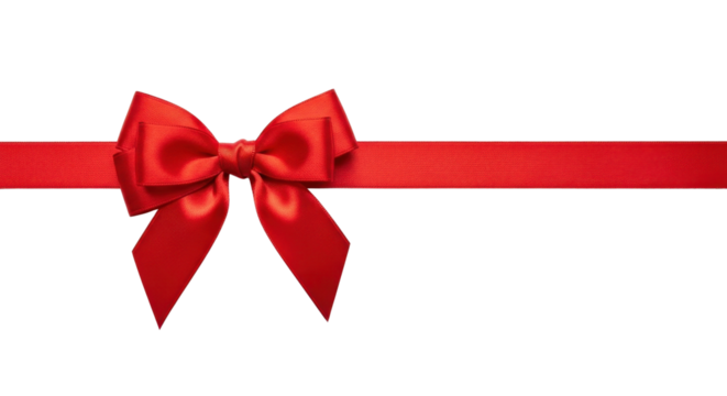 Red ribbon and bow isolated PNG with Transparent Background - Powered by Adobe