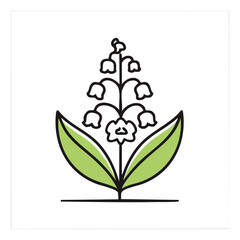 Simple Vector Lily of the Valley Thick Line Illustration Logo