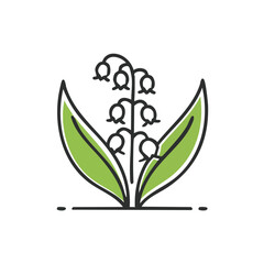Simple Vector Lily of the Valley Thick Line Illustration Logo