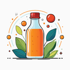Vector Illustration of a Bottle with Bold Black Outlines Flat Colors Modern Graphic Style