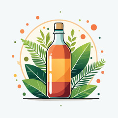 Vector Illustration of a Bottle with Bold Black Outlines Flat Colors Modern Graphic Style