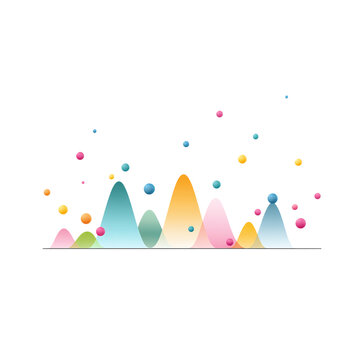 Scatter plot graph with colorful data points simple minimal clean design isolated on transparent background