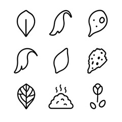 Fototapeta premium Petal Lifecycle Icons. Outline icon set of Petal Decay and Lifecycle: fresh petal, wilting edge, spot discoloration, curled tip,