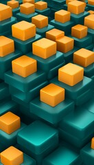 Obraz premium Abstract geometric cubes teal and orange