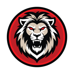 Obraz premium Fierce lion head mascot logo framed in bold circular design Vector illustration
