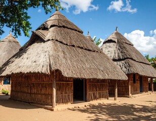 thatched roof cottage