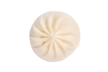 Chinese Bao or Baozi bun with meat isolated on white background. top view