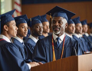 group of students in graduation cap