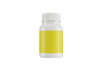 Isolated White Plastic Bottle with Yellow Label