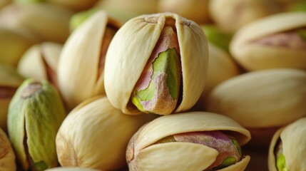 Close-up view of pistachios in shells