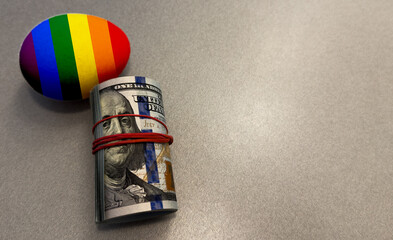 Colorful easter egg painted in rainbow colors of happiness or a flag of LGBTQ gays and lesbians....