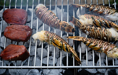 Surf and Turf Rindfleisch mit Garnelen