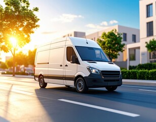 white van on the road